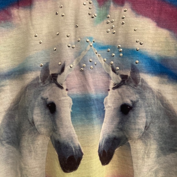 Atmosphere- womens sz 10 UK Unicorn print LS embellished lightweight shirt NWT - Picture 2 of 7